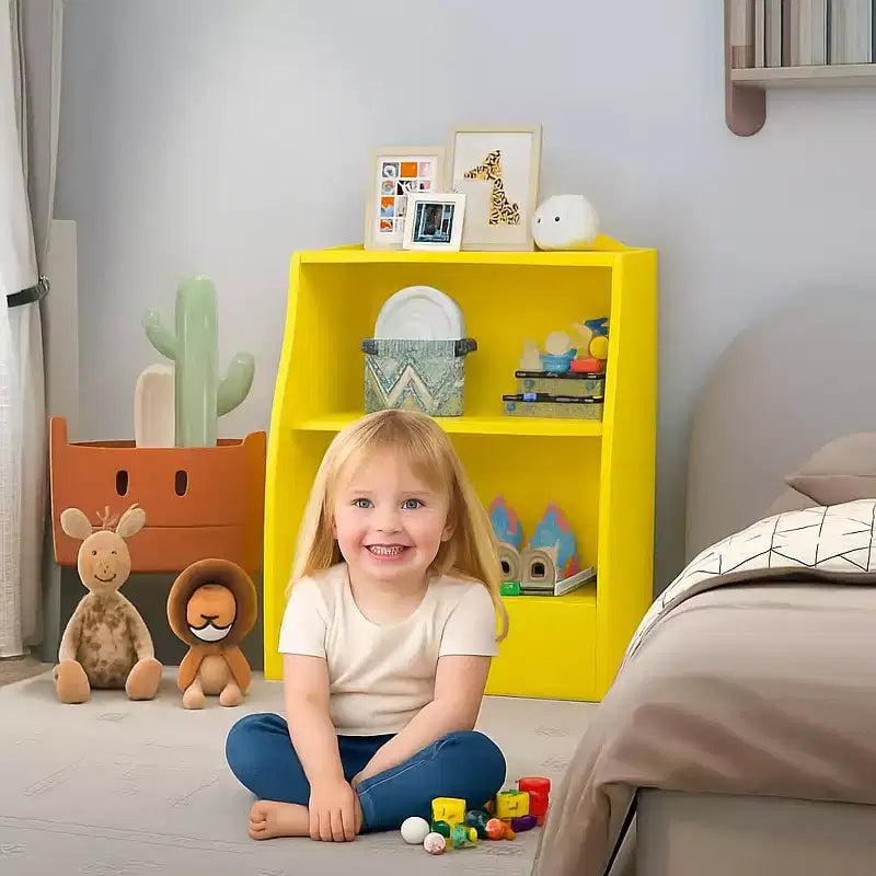 Étagère à livres pour enfants, organiseur de rangement de livres, bibliothèque pour enfants à 2 niveaux avec compartiments ouverts pour chambre à coucher, salon, salle de jeux