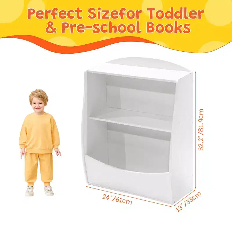 Étagère à livres pour enfants, organiseur de rangement de livres, bibliothèque pour enfants à 2 niveaux avec compartiments ouverts pour chambre à coucher, salon, salle de jeux