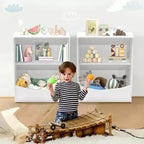Étagère à livres pour enfants, organiseur de rangement de livres, bibliothèque pour enfants à 2 niveaux avec compartiments ouverts pour chambre à coucher, salon, salle de jeux