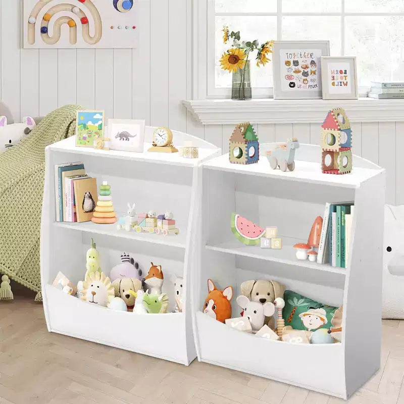 Étagère à livres pour enfants, organiseur de rangement de livres, bibliothèque pour enfants à 2 niveaux avec compartiments ouverts pour chambre à coucher, salon, salle de jeux