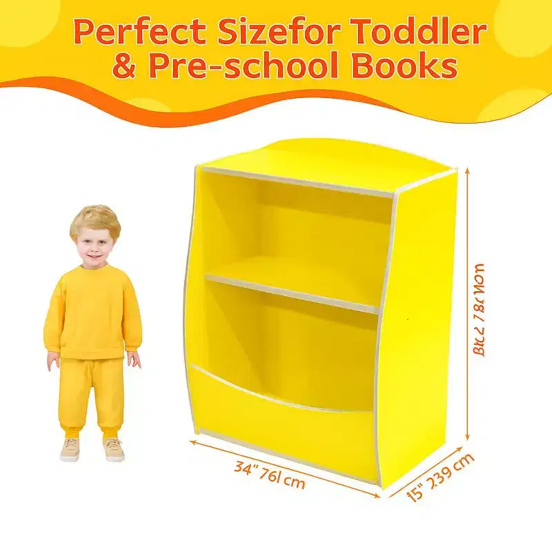 Étagère à livres pour enfants, organiseur de rangement de livres, bibliothèque pour enfants à 2 niveaux avec compartiments ouverts pour chambre à coucher, salon, salle de jeux