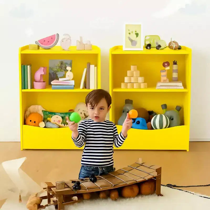 Étagère à livres pour enfants, organiseur de rangement de livres, bibliothèque pour enfants à 2 niveaux avec compartiments ouverts pour chambre à coucher, salon, salle de jeux