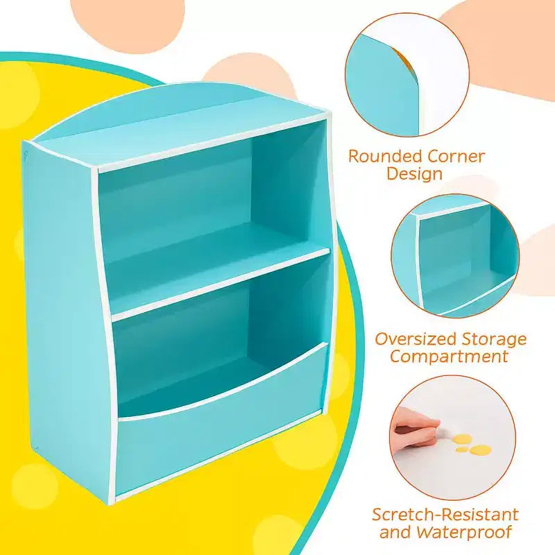 Étagère à livres pour enfants, organiseur de rangement de livres, bibliothèque pour enfants à 2 niveaux avec compartiments ouverts pour chambre à coucher, salon, salle de jeux