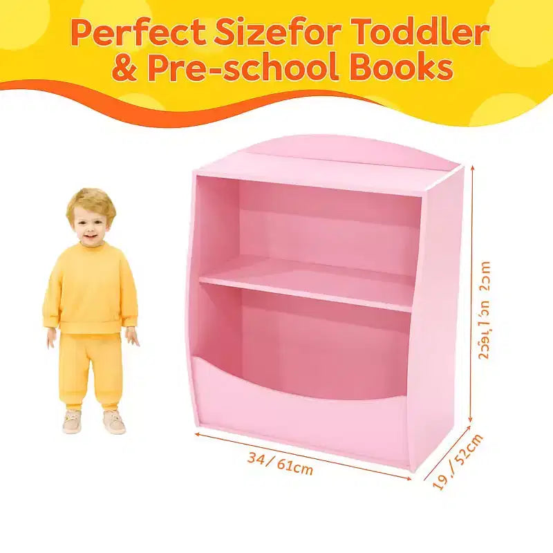 Étagère à livres pour enfants, organiseur de rangement de livres, bibliothèque pour enfants à 2 niveaux avec compartiments ouverts pour chambre à coucher, salon, salle de jeux