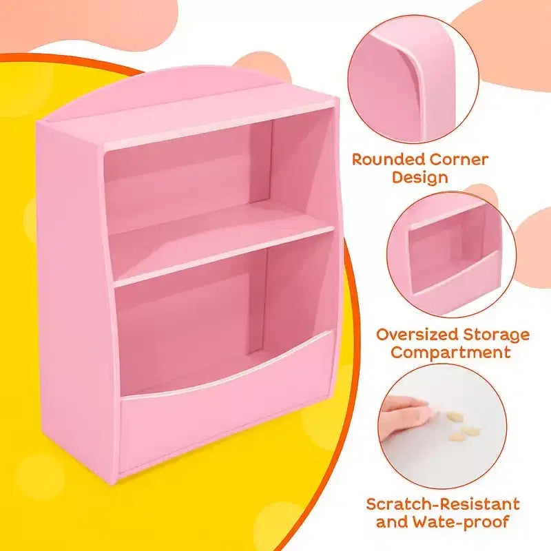 Étagère à livres pour enfants, organiseur de rangement de livres, bibliothèque pour enfants à 2 niveaux avec compartiments ouverts pour chambre à coucher, salon, salle de jeux