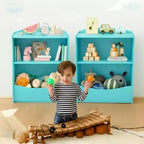 Kids Bookshelf,Book Storage Organizer,2-Tier Kids Bookcase with Open Compartments for Bedroom,Livingroom,Playroom