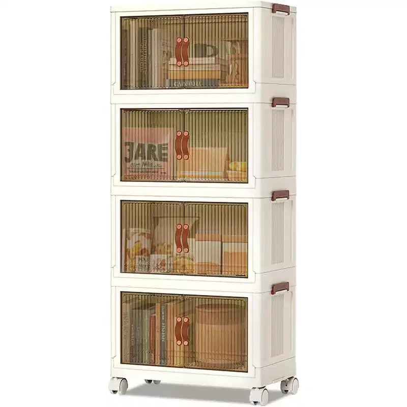 Armoire en plastique pliable à 4 niveaux - Utilisation multiple pour les collations du salon, le placard et le rangement domestique