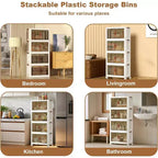 Armoire en plastique pliable à 4 niveaux - Utilisation multiple pour les collations du salon, le placard et le rangement domestique
