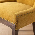 Lot de 2 chaises de salle à manger modernes, chaises d'appoint en tissu avec pieds en bois aux tons neutres, clous décoratifs couleur bronze.