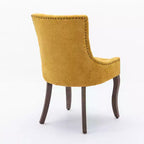 Lot de 2 chaises de salle à manger modernes, chaises d'appoint en tissu avec pieds en bois aux tons neutres, clous décoratifs couleur bronze.