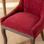 Lot de 2 chaises de salle à manger modernes, chaises d'appoint en tissu avec pieds en bois aux tons neutres, clous décoratifs couleur bronze.
