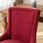 Lot de 2 chaises de salle à manger modernes, chaises d'appoint en tissu avec pieds en bois aux tons neutres, clous décoratifs couleur bronze.
