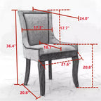 Lot de 2 chaises de salle à manger modernes, chaises d'appoint en tissu avec pieds en bois aux tons neutres, clous décoratifs couleur bronze.