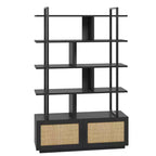 Bibliothèque industrielle de 180,6 cm de haut avec porte de rangement, étagère à livres, étagères de présentation ouvertes, bibliothèque avec cadre en métal pour salon