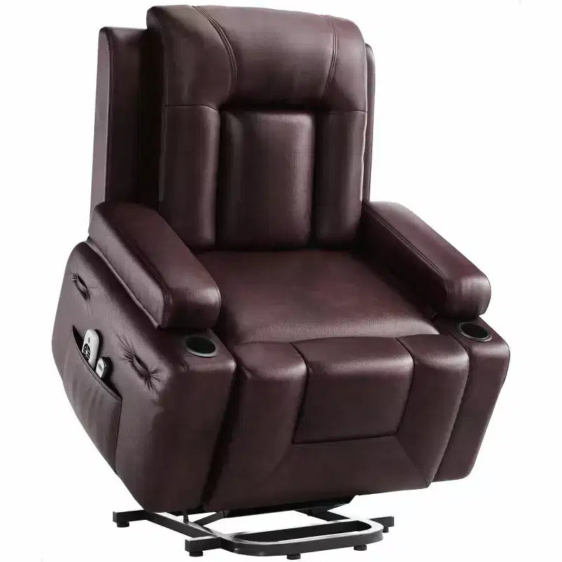 Oversized Power Lift Recliner Chair with Heat & Massage, PU Leather Electric Lift Chair for Elderly & Mobility Impaired, Adjustable Backrest & Leg