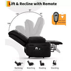 Fauteuil inclinable électrique surdimensionné avec fonctions chauffantes et massantes, fauteuil releveur électrique en cuir PU pour personnes âgées et à mobilité réduite, dossier et repose-jambes réglables