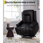 Fauteuil inclinable électrique surdimensionné avec fonctions chauffantes et massantes, fauteuil releveur électrique en cuir PU pour personnes âgées et à mobilité réduite, dossier et repose-jambes réglables