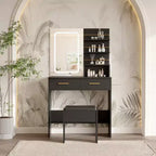 Coiffeuse avec miroir et lumières, meuble-lavabo avec station de charge