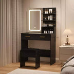Coiffeuse avec miroir et lumières, meuble-lavabo avec station de charge