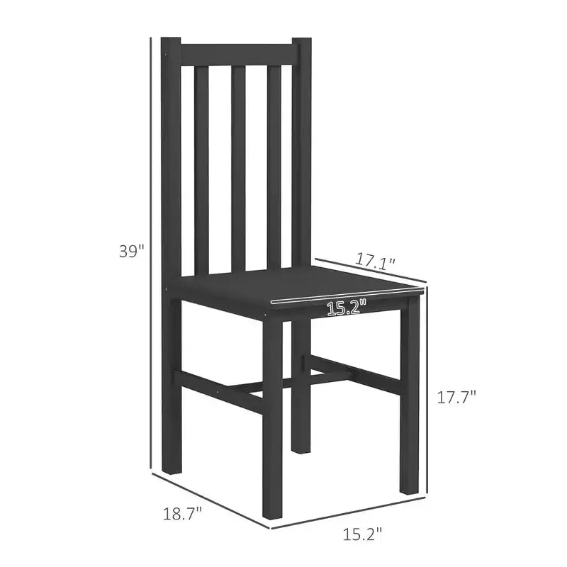 Chaises de table à manger de ferme, ensemble de 4 chaises de cuisine en bois de pin avec dossier à lattes pour salon, chambre à coucher