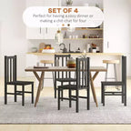 Chaises de table à manger de ferme, ensemble de 4 chaises de cuisine en bois de pin avec dossier à lattes pour salon, chambre à coucher