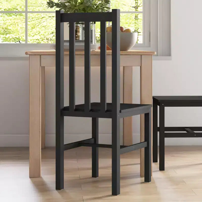 Chaises de table à manger de ferme, ensemble de 4 chaises de cuisine en bois de pin avec dossier à lattes pour salon, chambre à coucher