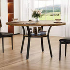 Table à manger ronde de 47 pouces pour 4 à 6 personnes, table de cuisine en bois avec étagère de rangement, table à dîner circulaire moderne, table de petit-déjeuner pour salon, sans chaises