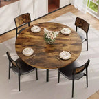 Table à manger ronde de 47 pouces pour 4 à 6 personnes, table de cuisine en bois avec étagère de rangement, table à dîner circulaire moderne, table de petit-déjeuner pour salon, sans chaises