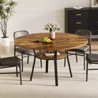 Table à manger ronde de 47 pouces pour 4 à 6 personnes, table de cuisine en bois avec étagère de rangement, table à dîner circulaire moderne, table de petit-déjeuner pour salon, sans chaises