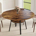 Table à manger ronde de 47 pouces pour 4 à 6 personnes, table de cuisine en bois avec étagère de rangement, table à dîner circulaire moderne, table de petit-déjeuner pour salon, sans chaises