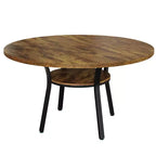 Table à manger ronde de 47 pouces pour 4 à 6 personnes, table de cuisine en bois avec étagère de rangement, table à dîner circulaire moderne, table de petit-déjeuner pour salon, sans chaises