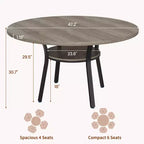 Table à manger ronde de 47 pouces pour 4 à 6 personnes, table de cuisine en bois avec étagère de rangement, table à dîner circulaire moderne, table de petit-déjeuner pour salon, sans chaises