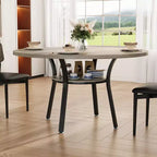 Table à manger ronde de 47 pouces pour 4 à 6 personnes, table de cuisine en bois avec étagère de rangement, table à dîner circulaire moderne, table de petit-déjeuner pour salon, sans chaises