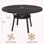 Table à manger ronde de 47 pouces pour 4 à 6 personnes, table de cuisine en bois avec étagère de rangement, table à dîner circulaire moderne, table de petit-déjeuner pour salon, sans chaises