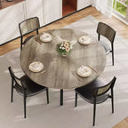 Table à manger ronde de 47 pouces pour 4 à 6 personnes, table de cuisine en bois avec étagère de rangement, table à dîner circulaire moderne, table de petit-déjeuner pour salon, sans chaises