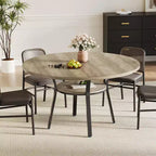 Table à manger ronde de 47 pouces pour 4 à 6 personnes, table de cuisine en bois avec étagère de rangement, table à dîner circulaire moderne, table de petit-déjeuner pour salon, sans chaises