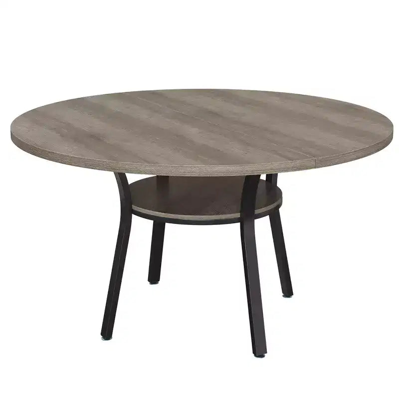 Table à manger ronde de 47 pouces pour 4 à 6 personnes, table de cuisine en bois avec étagère de rangement, table à dîner circulaire moderne, table de petit-déjeuner pour salon, sans chaises