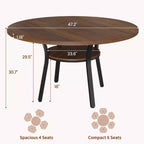 Table à manger ronde de 47 pouces pour 4 à 6 personnes, table de cuisine en bois avec étagère de rangement, table à dîner circulaire moderne, table de petit-déjeuner pour salon, sans chaises