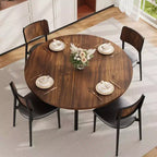 Table à manger ronde de 47 pouces pour 4 à 6 personnes, table de cuisine en bois avec étagère de rangement, table à dîner circulaire moderne, table de petit-déjeuner pour salon, sans chaises