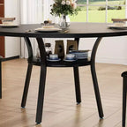 Table à manger ronde de 47 pouces pour 4 à 6 personnes, table de cuisine en bois avec étagère de rangement, table à dîner circulaire moderne, table de petit-déjeuner pour salon, sans chaises