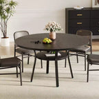Table à manger ronde de 47 pouces pour 4 à 6 personnes, table de cuisine en bois avec étagère de rangement, table à dîner circulaire moderne, table de petit-déjeuner pour salon, sans chaises