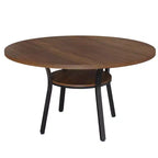 Table à manger ronde de 47 pouces pour 4 à 6 personnes, table de cuisine en bois avec étagère de rangement, table à dîner circulaire moderne, table de petit-déjeuner pour salon, sans chaises