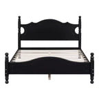 Lit cabane en bois, taille double/grand, assemblage facile, lit plate-forme, sommier tapissier non requis, support de matelas à lattes en bois, noir_taille double