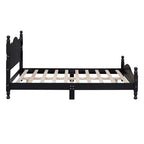 Lit cabane en bois, taille double/grand, assemblage facile, lit plate-forme, sommier tapissier non requis, support de matelas à lattes en bois, noir_taille double