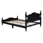 Lit cabane en bois, taille double/grand, assemblage facile, lit plate-forme, sommier tapissier non requis, support de matelas à lattes en bois, noir_taille double