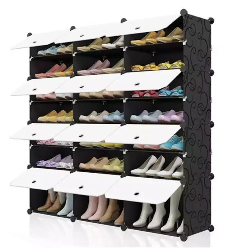 Étagère à Chaussures, Organisateur Portable à 7 Niveaux, Étagère Cubique Modulable DIY Polyvalente pour Talons/Bottes/Pantoufles (403030)