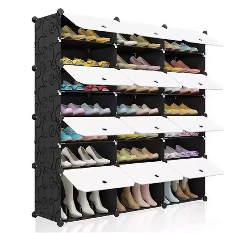 Étagère à Chaussures, Organisateur Portable à 7 Niveaux, Étagère Cubique Modulable DIY Polyvalente pour Talons/Bottes/Pantoufles (403030)