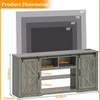 Meuble TV de ferme pour téléviseurs de 80 pouces, console multimédia de 70 pouces avec portes coulissantes de grange et armoires de rangement