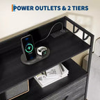 Commode en tissu avec 8+3 tiroirs, lumières LED et station de charge – Comprend des étagères supérieures en bois, 4 poches latérales, des crochets et un cadre en acier robuste