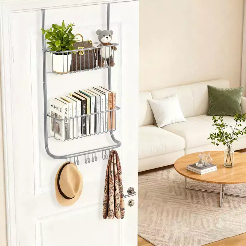 Étagère de rangement murale derrière la porte, panier suspendu en métal, étagère de rangement alimentaire, convient aux maisons, salles de bains, cuisines, buanderies, argent